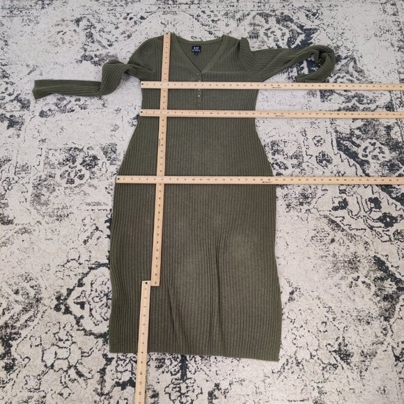 GAP Maternity Women's Dress Size M Olive Knit Ribbed Cotton Stretch Comfy Casual - Picture 7 of 10